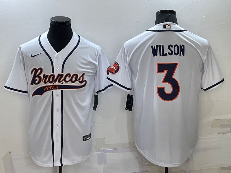 Men Denver Broncos 3 Wilson White 2022 Nike Co branded NFL Jersey